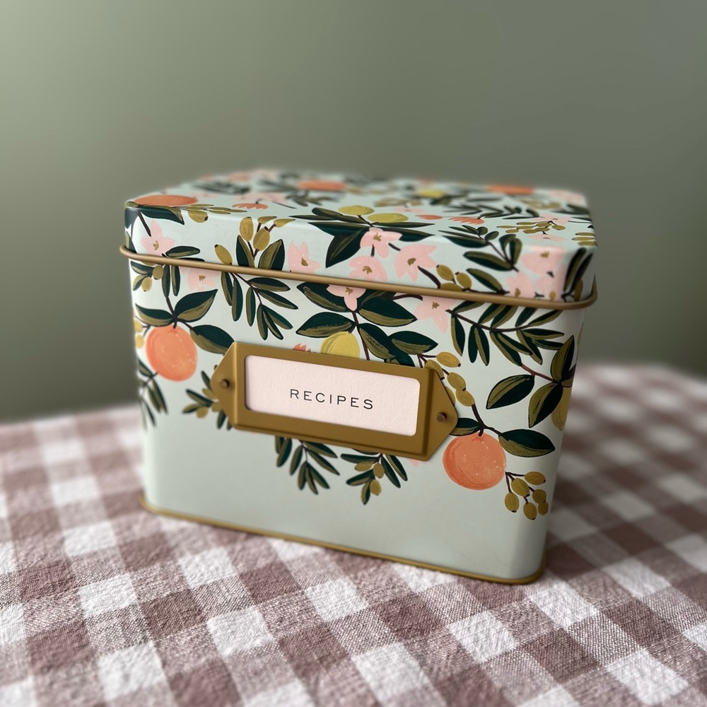 Rifle Paper Co. Botanical Recipe Box with Gold Accents